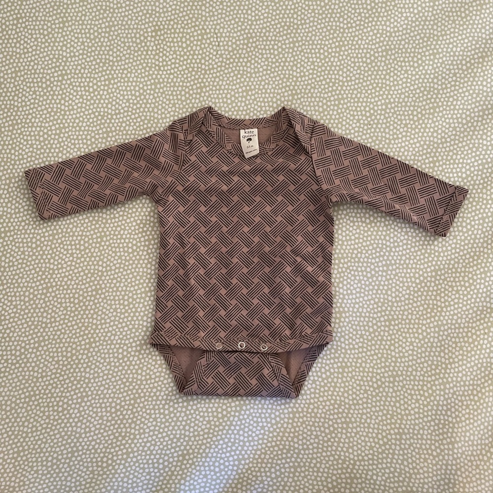 New Kate Quinn long sleeve organic cotton jersey lap neck bodysuit Sz 0-3